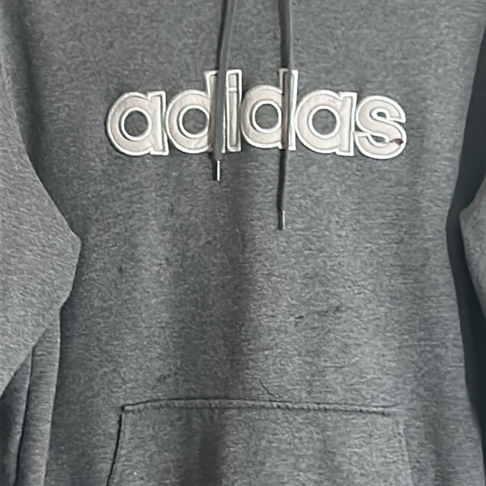 Adidas Gray Fleece  Long Sleeves Pullover Hoodie - Picture 3 of 17